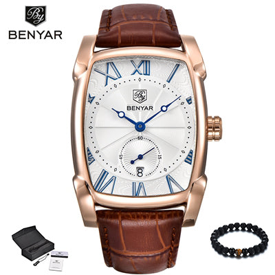 Image of Luxury Brand Gold Rectangle Men Wristwatch