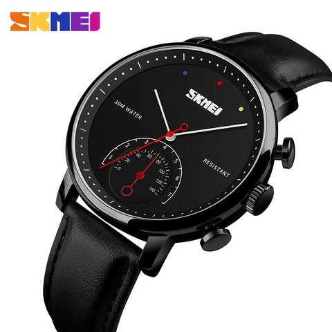 Image of Leather Strap Alloy Case Waterproof Wristwatch