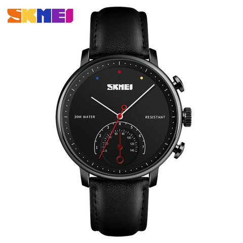 Image of Leather Strap Alloy Case Waterproof Wristwatch