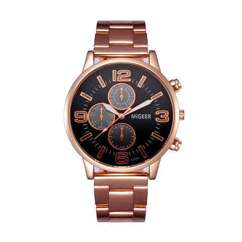 Image of Fashion Man Crystal Stainless Steel Analog Quartz Wrist Watch