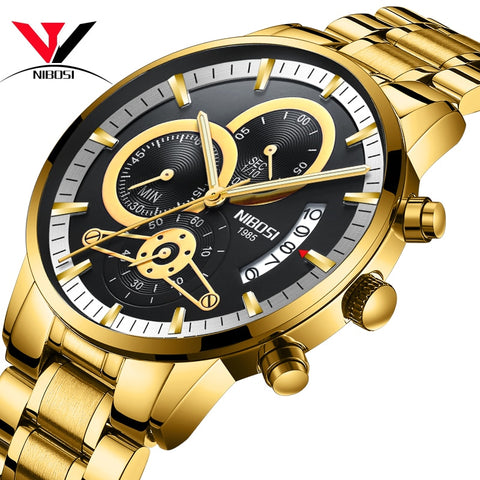 Image of Luxury Brand Gold And Black Men's Sports Watch