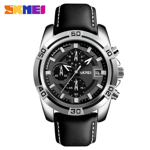 Image of Leather Top Luxury Military Quartz Wristwatch