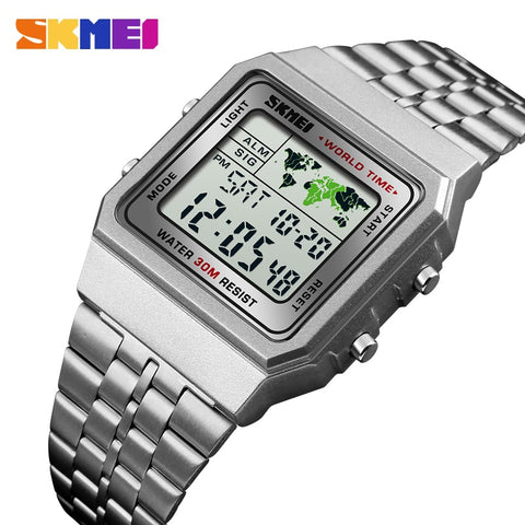 LED Digital Stainless Steel Military Waterproof Men's Wrist watches