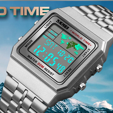 Image of LED Digital Stainless Steel Military Waterproof Men's Wrist watches