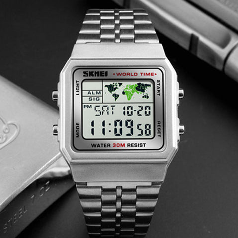 Image of LED Digital Stainless Steel Military Waterproof Men's Wrist watches