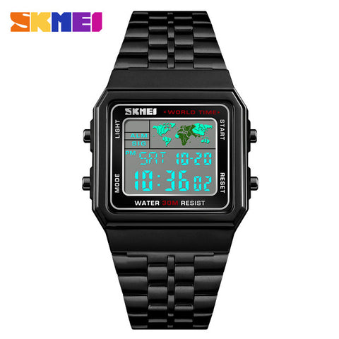 LED Digital Stainless Steel Military Waterproof Men's Wrist watches