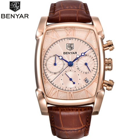 Luxury Brand Gold Rectangle Men Wristwatch