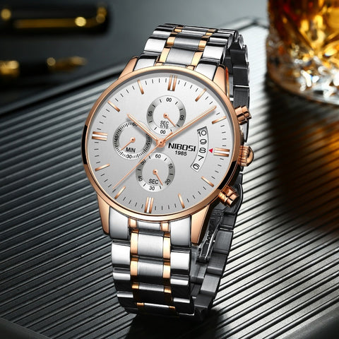 Image of Luxury Brand Gold And Black Men's Sports Watch