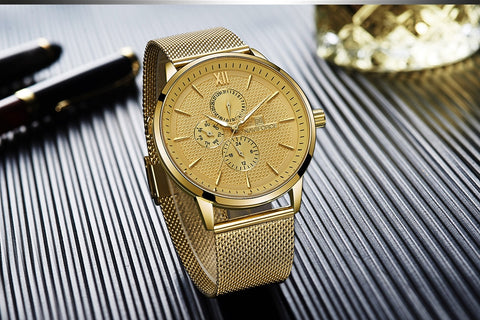 Image of Luxury Quartz Men's Stainless Steel Mesh Clock