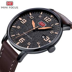 Men Waterproof Brown Leather Strap Fashion Watch