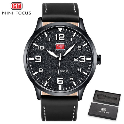 Image of Men Waterproof Brown Leather Strap Fashion Watch