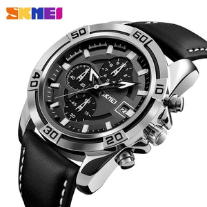 Leather Top Luxury Military Quartz Wristwatch