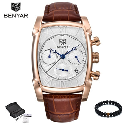 Image of Luxury Brand Gold Rectangle Men Wristwatch