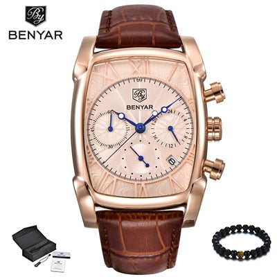 Image of Luxury Brand Gold Rectangle Men Wristwatch