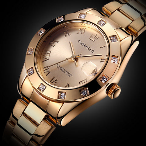 Image of Gold Stainless Steel Waterproof Quartz Watch