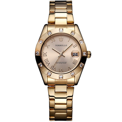 Image of Gold Stainless Steel Waterproof Quartz Watch