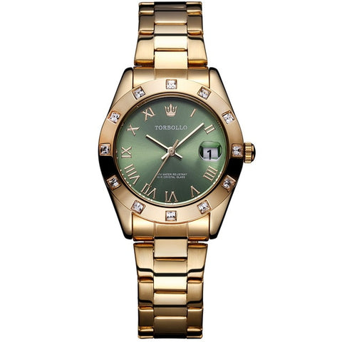 Gold Stainless Steel Waterproof Quartz Watch