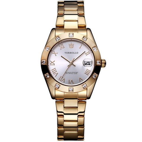 Image of Gold Stainless Steel Waterproof Quartz Watch