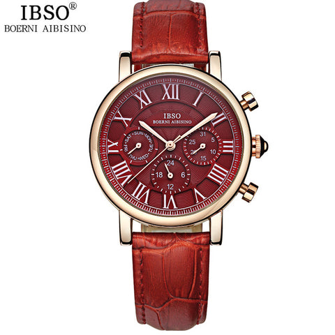 Image of IBSO Vintage Red Leather Women Watch