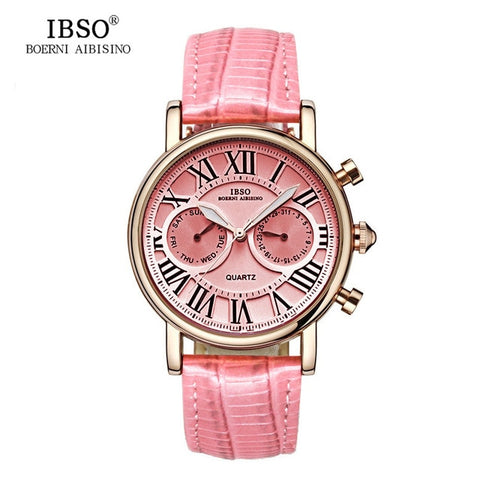 Image of IBSO Vintage Red Leather Women Watch