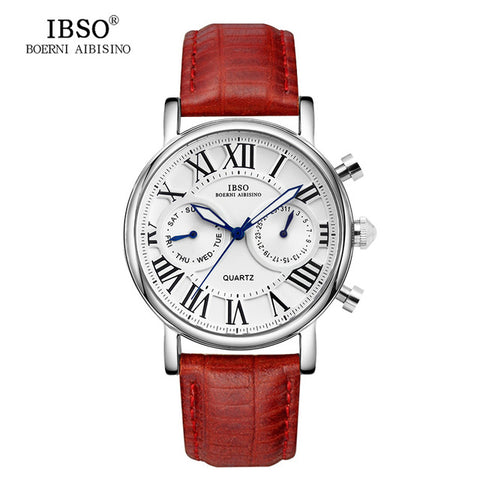 Image of IBSO Vintage Red Leather Women Watch