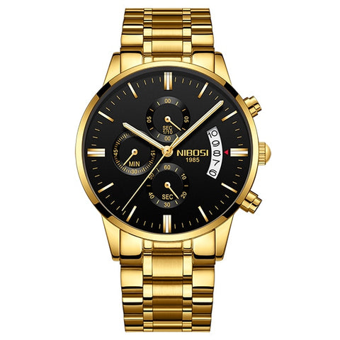 Image of Luxury Brand Gold And Black Men's Sports Watch