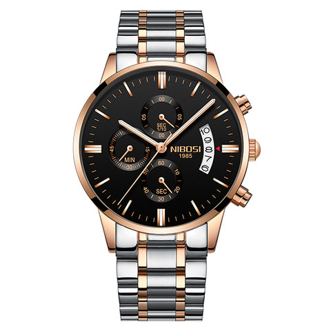 Image of Luxury Brand Gold And Black Men's Sports Watch