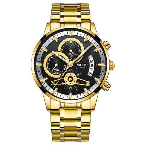 Image of Luxury Brand Gold And Black Men's Sports Watch